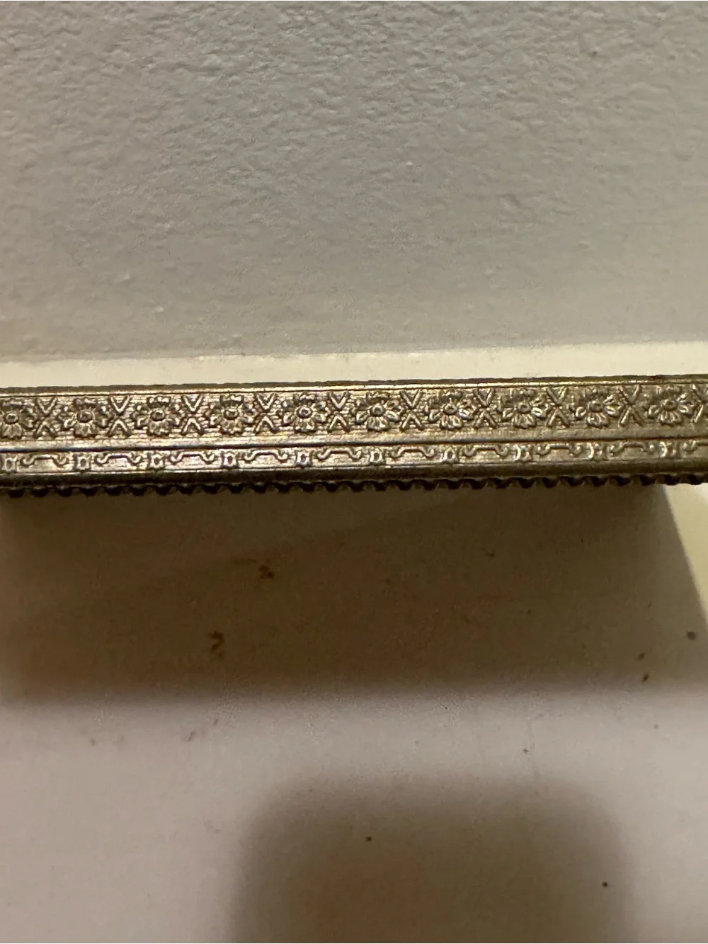 Vintage Brass 8x10 Picture Frame with Beaded Edge Detail & Floral Etched Design